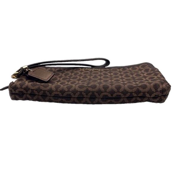 COACH Brown Double Canvas Wristlet - Picture 3 of 10